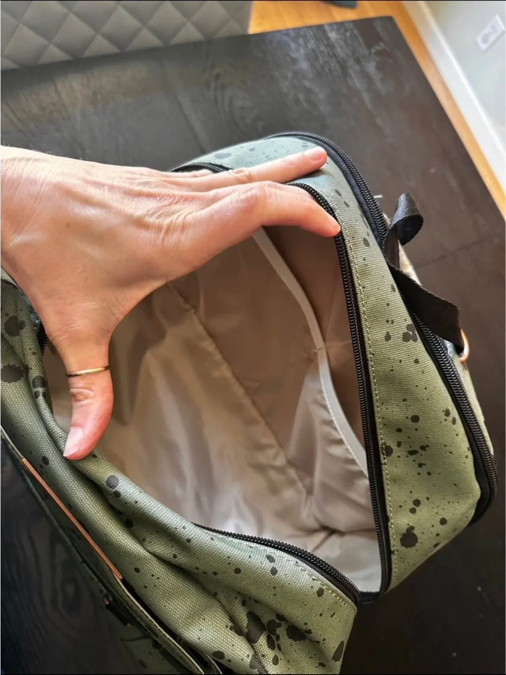 Petunia Pickle Bottom Olive Green Ink Blot 2-in-1 Provisions Diaper Bag